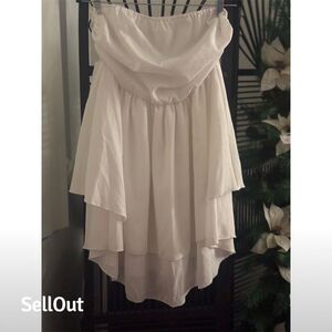 SHEIN  Plus Size Strapless Hi-Low Ruffle Dress White Women's 0